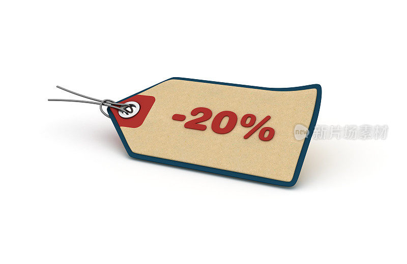 -20%购物标签- 3D渲染